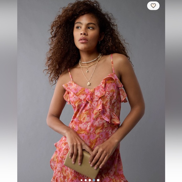 NWT AE Asymmetrical Ruffle Maxi Slip Dress - Picture 6 of 8